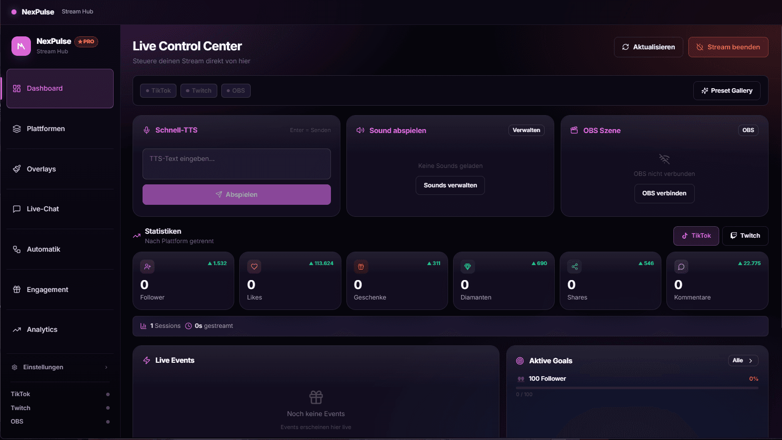 NexPulse Dashboard - Live Control Center